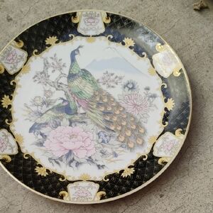 Ornate Peacock and Floral Plate